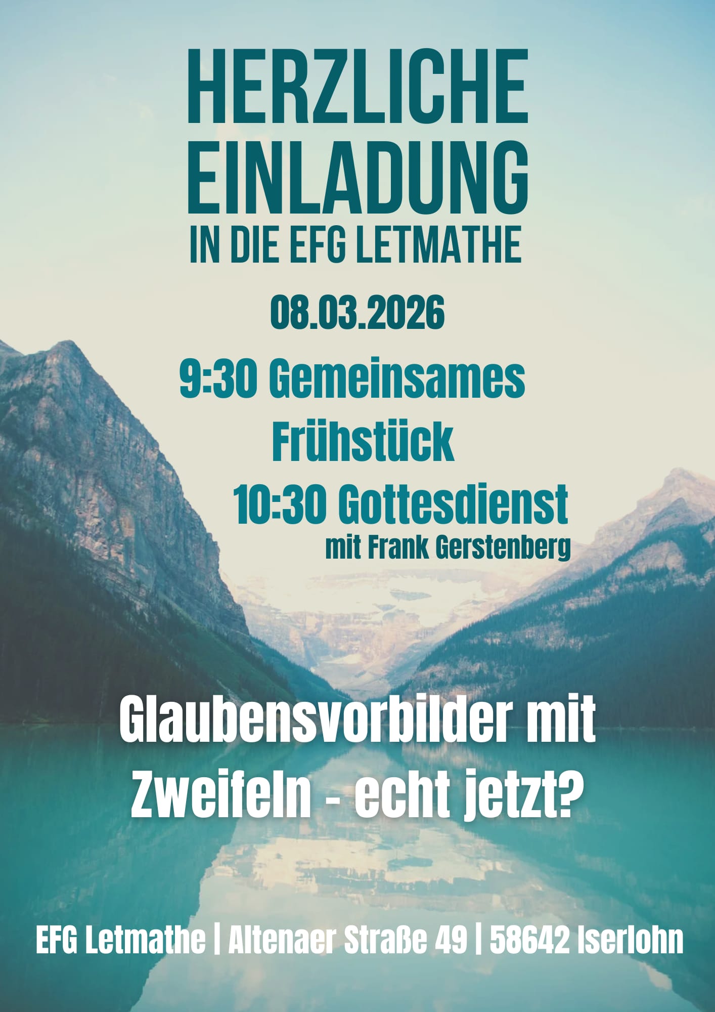 Herzliche Einladung zum Gottesdienst am 08.03.2026, um 10:30 Uhr .. mit Frühstück ab 9:30 Uhr