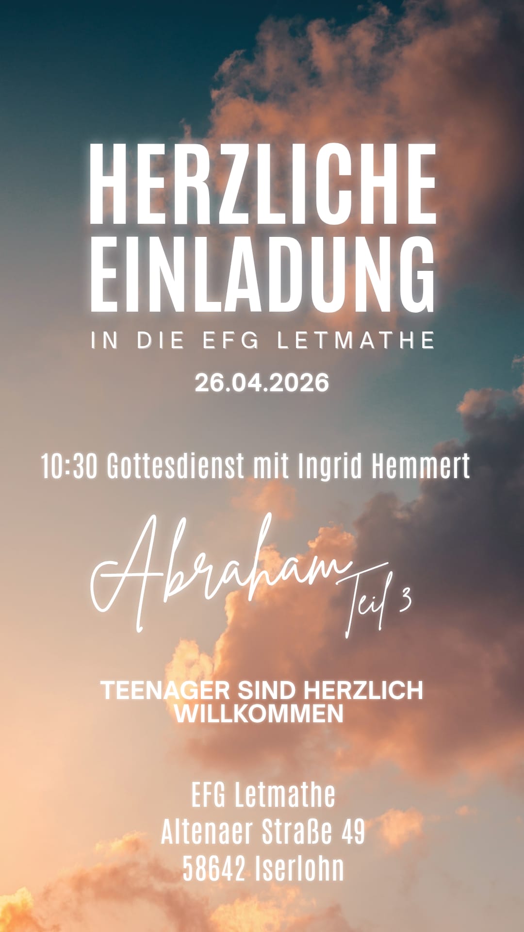 Herzliche Einladung zum Gottesdienst am 26.04.2026, um 10:30 Uhr