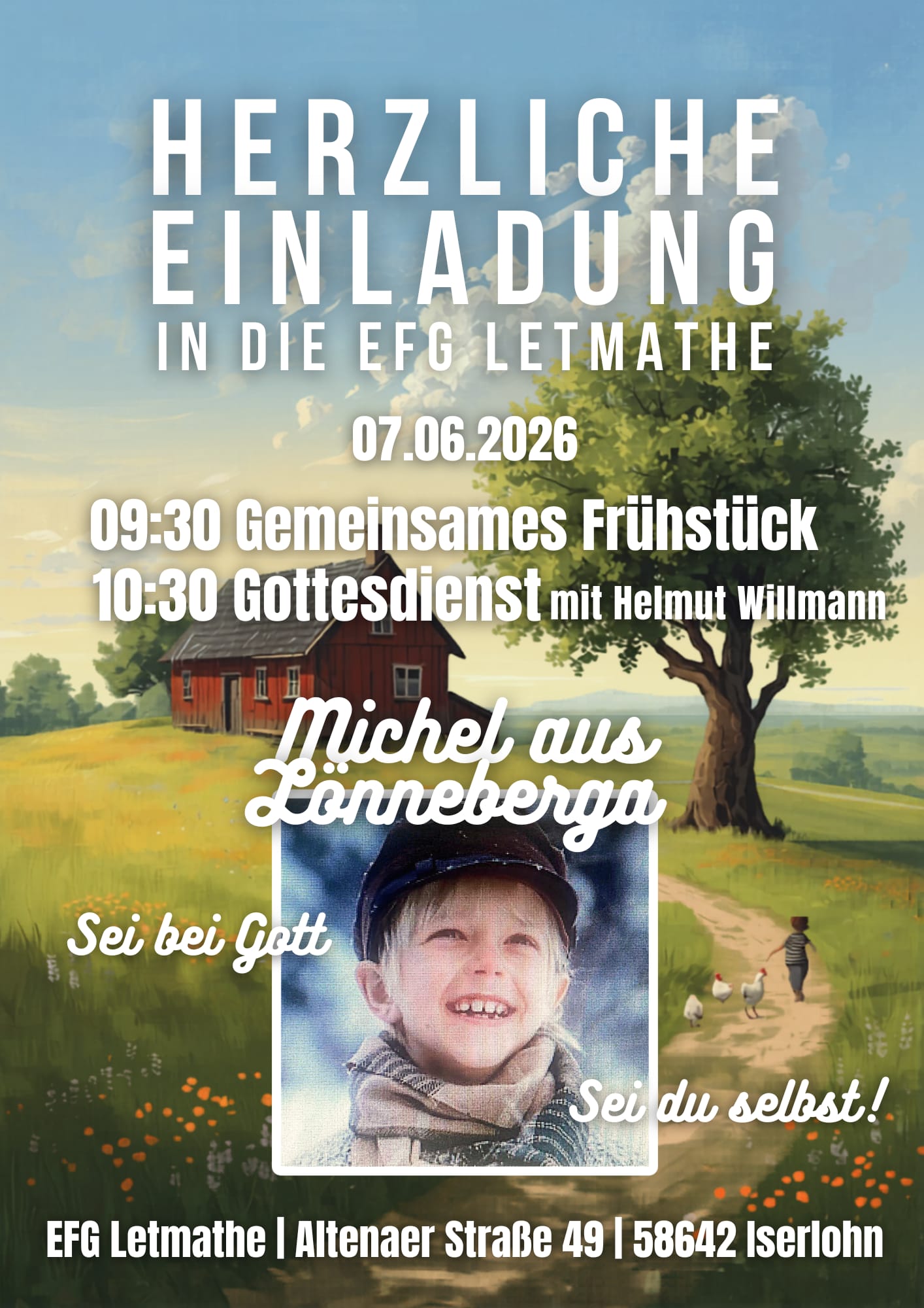 Herzliche Einladung zum Gottesdienst am 07.06.2026, um 10:30 Uhr .. mit Frühstück ab 9:30 Uhr