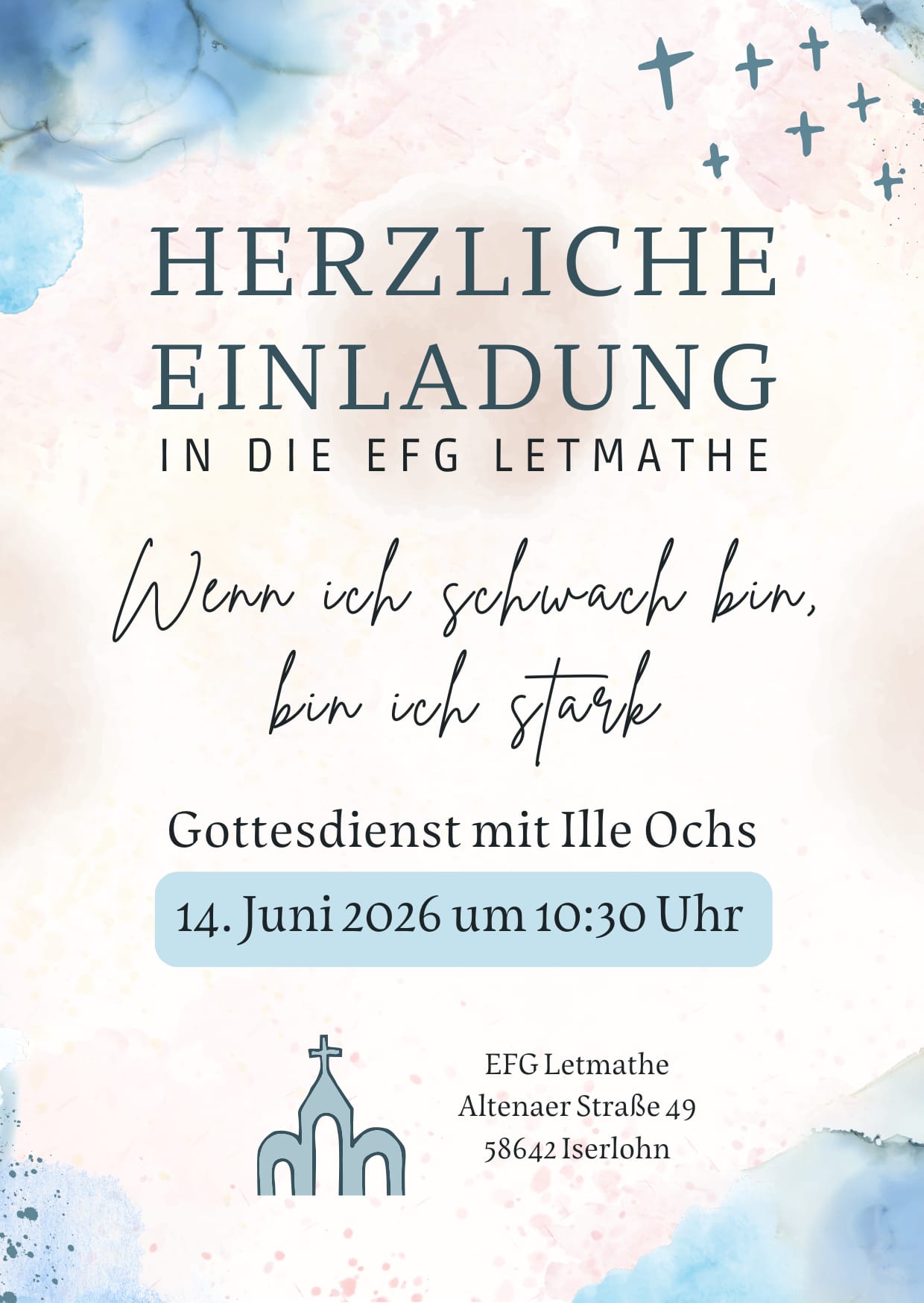 Herzliche Einladung zum Gottesdienst am 14.06.2026, um 10:30 Uhr .. mit Frühstück ab 9:30 Uhr