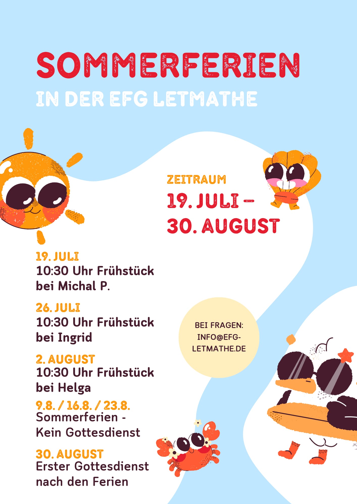 Informationen zu dem Ferien-Programm der EFG Letmathe von 19.07. - 30.08.2026.