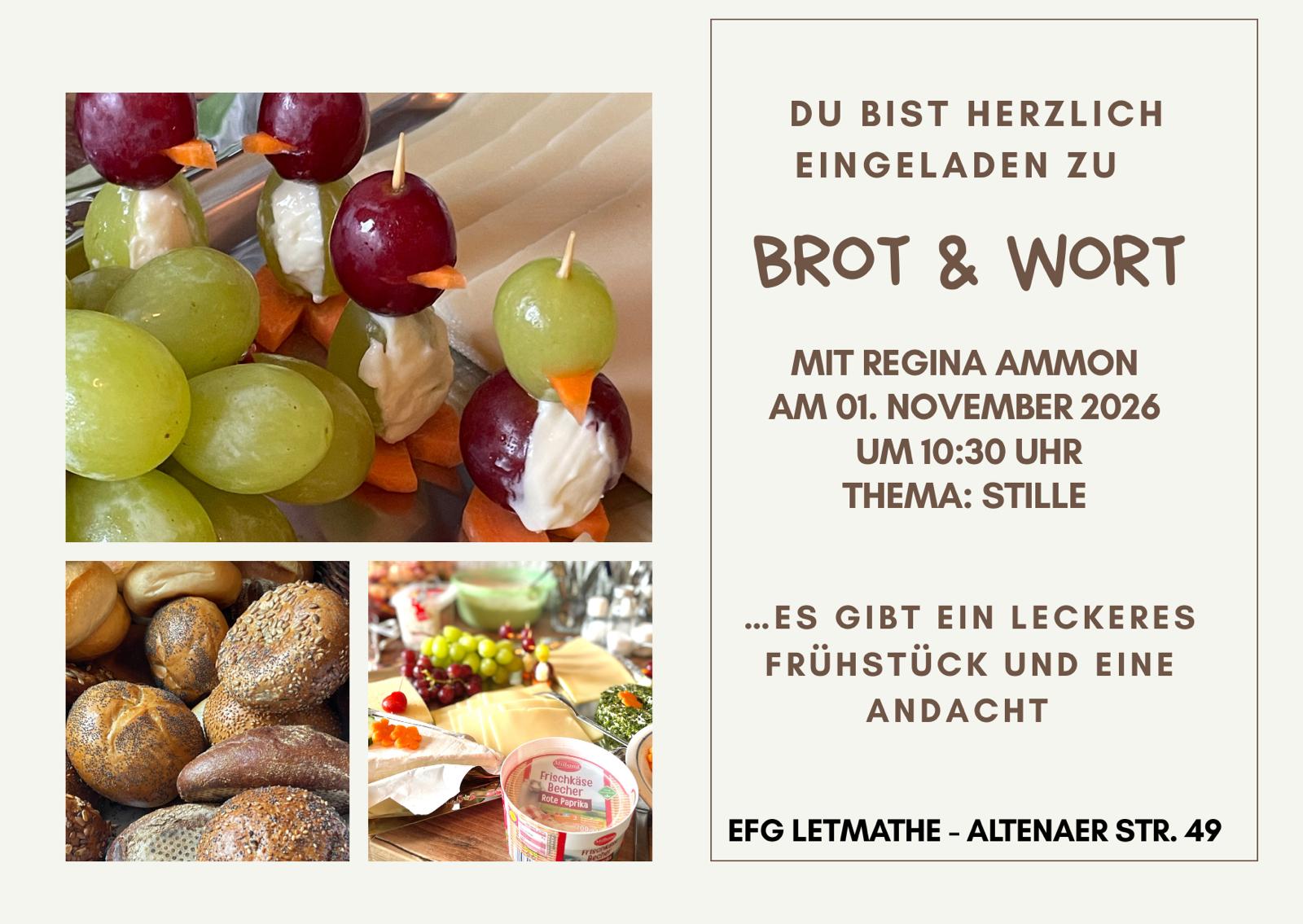 Herzliche Einladung zu Brot und Wort am 01.11.2026, um 10:30 Uhr .. mit Frühstück