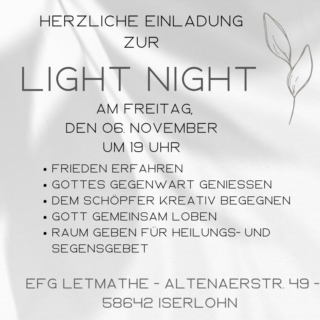 Herzliche Einladung zur Light Night am 06.11.2026, um 19:00 Uhr ..